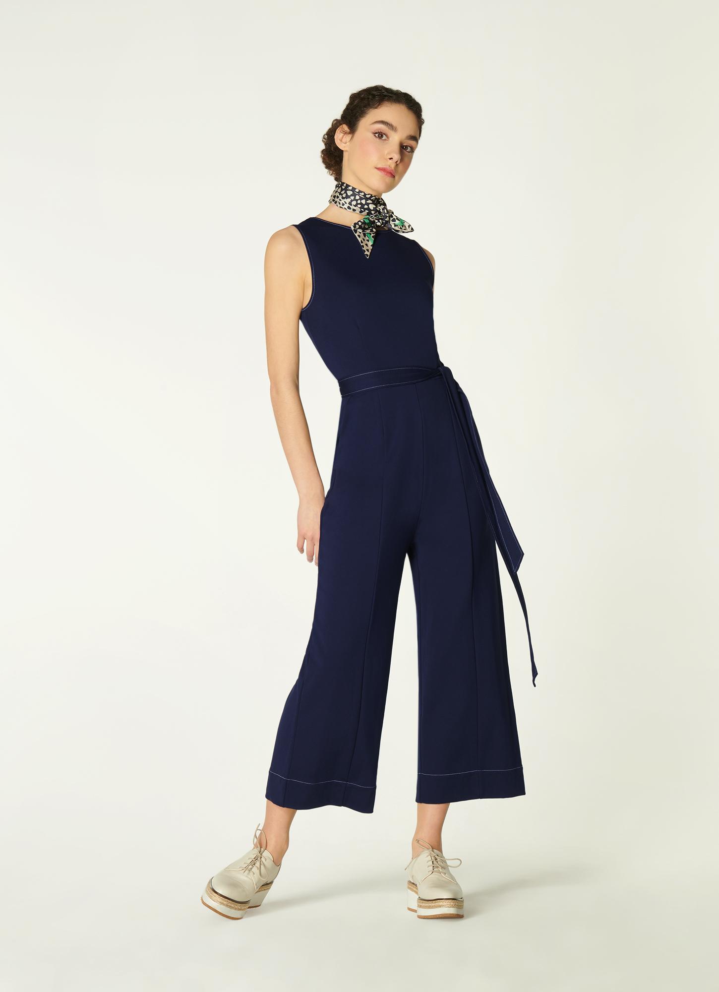 Jen Navy Jersey Stitch Detail Jumpsuit Clothing L.K.Bennett